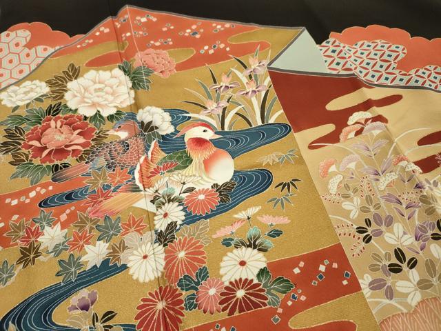 平和屋着物■豪華黒留袖 作家物 刺繍 鴛鴦花文 金彩 正絹 逸品 DABC7920ya