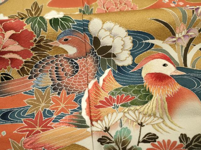 平和屋着物■豪華黒留袖 作家物 刺繍 鴛鴦花文 金彩 正絹 逸品 DABC7920ya