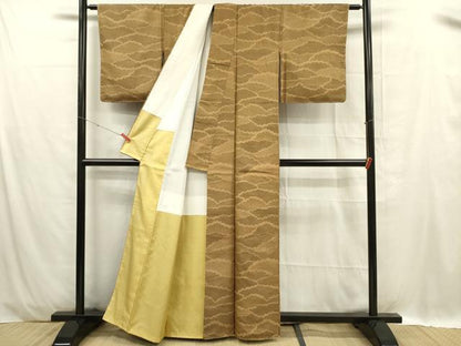 平和屋着物■上質なお召 霞文 正絹 逸品 未使用 DABC7932ya