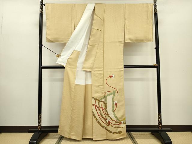 平和屋着物■豪華色留袖 駒刺繍 絵巻花文 金彩 正絹 逸品 DABC7937ya