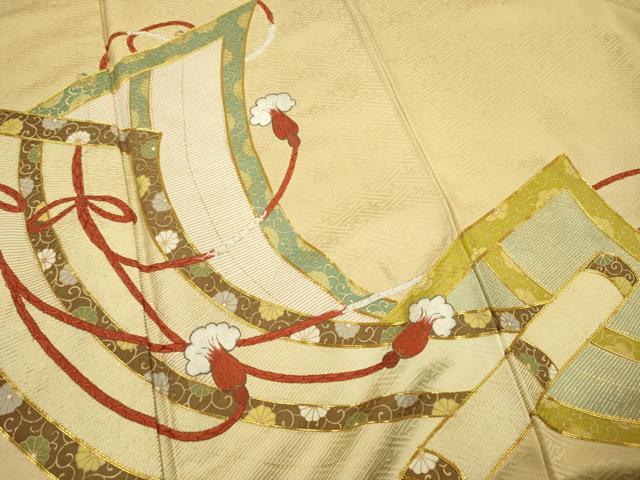 平和屋着物■豪華色留袖 駒刺繍 絵巻花文 金彩 正絹 逸品 DABC7937ya