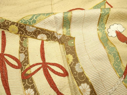 平和屋着物■豪華色留袖 駒刺繍 絵巻花文 金彩 正絹 逸品 DABC7937ya
