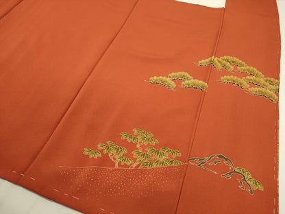 平和屋着物■豪華色留袖 渡橋風景文 金彩 正絹 逸品 未使用 DABC7941ya