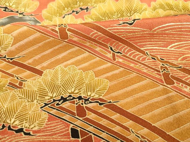 平和屋着物■豪華色留袖 渡橋風景文 金彩 正絹 逸品 未使用 DABC7941ya