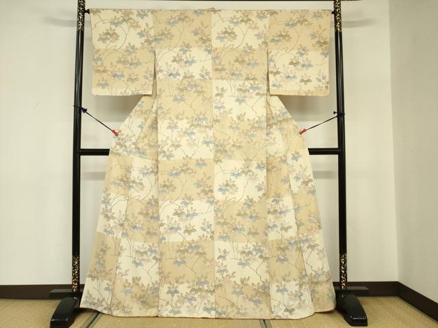 平和屋着物■上質な小紋 枝花文 正絹 逸品 DABC7944ya