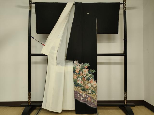 平和屋着物■豪華黒留袖 駒刺繍 梅 松 金彩 正絹 逸品 DABC7953ya