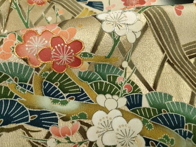 平和屋着物■豪華黒留袖 駒刺繍 梅 松 金彩 正絹 逸品 DABC7953ya