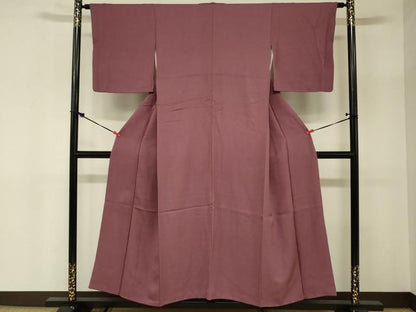 平和屋着物■上質な色無地 舞花地紋 中紅色 正絹 逸品 DABC7956ya
