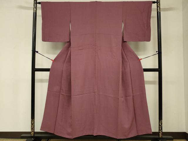 平和屋着物■上質な色無地 舞花地紋 中紅色 正絹 逸品 DABC7956ya