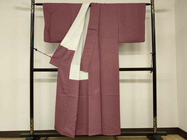 平和屋着物■上質な色無地 舞花地紋 中紅色 正絹 逸品 DABC7956ya