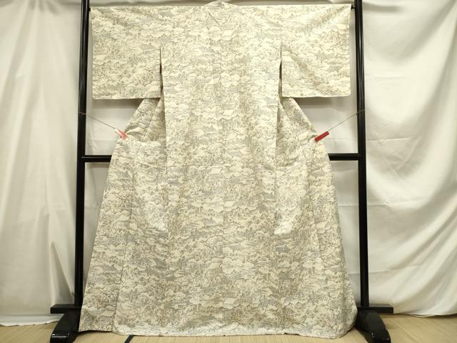 平和屋着物■上質な紬 風景文 正絹 逸品 DABC7961ya