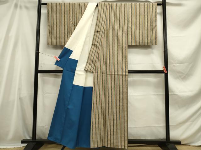平和屋着物■上質な紬 縞 正絹 逸品 DABC7965ya