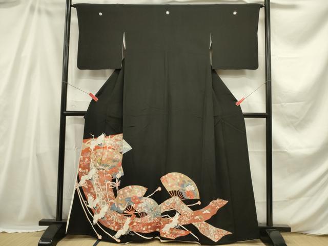 平和屋着物■豪華黒留袖 駒刺繍 鴛鴦花文 金彩 正絹 逸品 DABC7966ya
