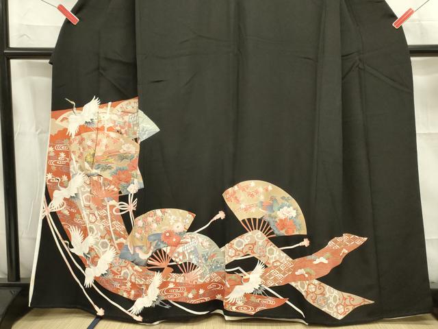 平和屋着物■豪華黒留袖 駒刺繍 鴛鴦花文 金彩 正絹 逸品 DABC7966ya