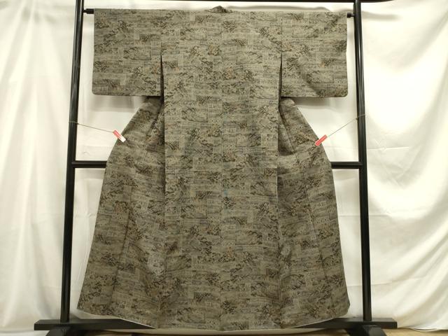 平和屋着物■上質な紬 風景文 正絹 逸品 DABC7967ya