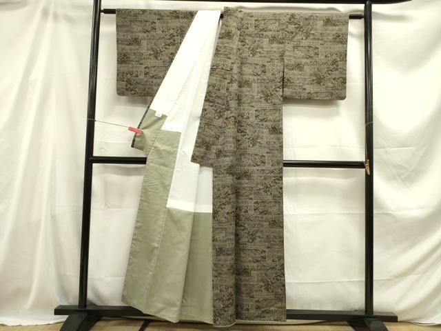 平和屋着物■上質な紬 風景文 正絹 逸品 DABC7967ya