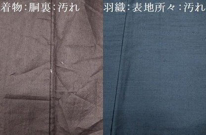 平和屋着物■男性　紬　アンサンブル　深縹色　正絹　逸品　DABC7969ya