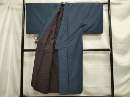平和屋着物■男性　紬　アンサンブル　深縹色　正絹　逸品　DABC7969ya