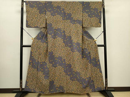 平和屋着物■上質な小紋 草花文 正絹 逸品 DABC7975ya