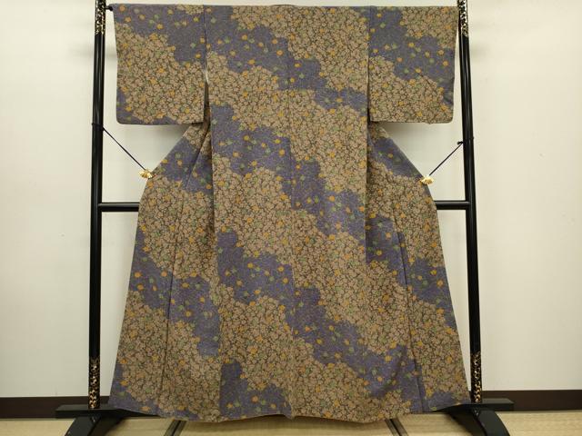 平和屋着物■上質な小紋 草花文 正絹 逸品 DABC7975ya