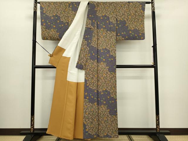 平和屋着物■上質な小紋 草花文 正絹 逸品 DABC7975ya