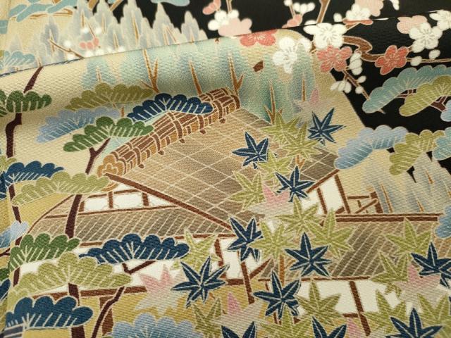 平和屋着物■豪華黒留袖 友禅 作家物 風景文 正絹 逸品 DABC7976ya