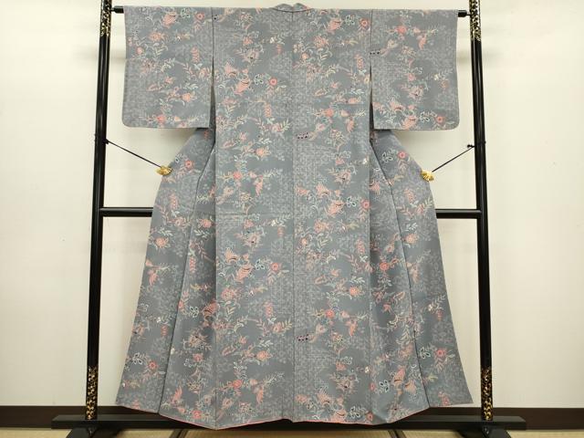 平和屋着物■上質な小紋 鳳凰更紗花文 正絹 逸品 DABC7978ya