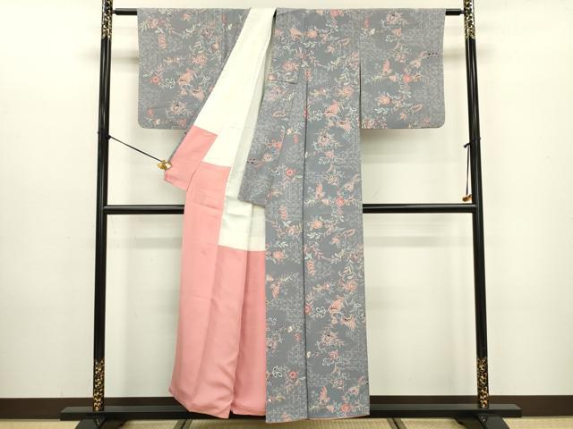 平和屋着物■上質な小紋 鳳凰更紗花文 正絹 逸品 DABC7978ya