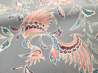 平和屋着物■上質な小紋 鳳凰更紗花文 正絹 逸品 DABC7978ya