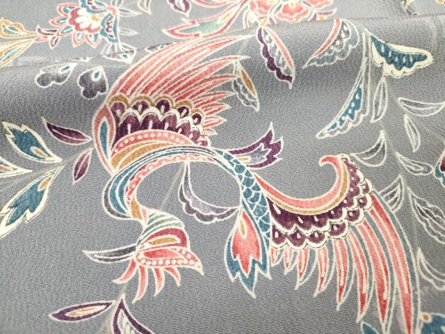 平和屋着物■上質な小紋 鳳凰更紗花文 正絹 逸品 DABC7978ya