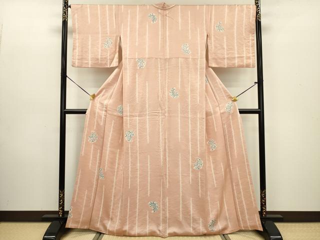 平和屋着物■上質な小紋 絞り 舞花文 正絹 逸品 DABC7979ya