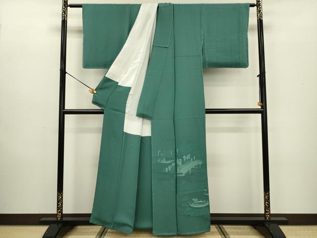 平和屋着物■豪華色留袖 人物風景文 木賊色 正絹 逸品 未使用 DABC7984ya