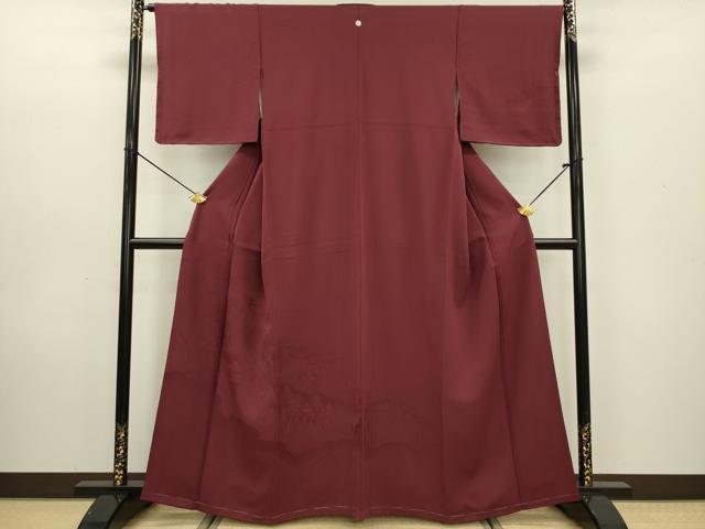 平和屋着物■無地絵羽訪問着 風景地紋 葡萄色 正絹 逸品 未使用 DABC7986ya