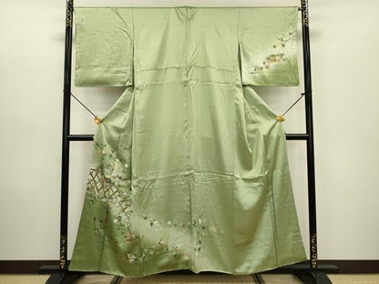 平和屋着物■訪問着 籬花文 暈し染め 金彩 正絹 逸品 DABC7990ya
