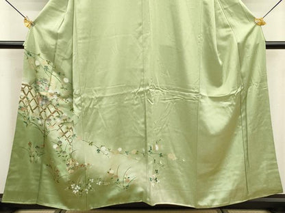 平和屋着物■訪問着 籬花文 暈し染め 金彩 正絹 逸品 DABC7990ya