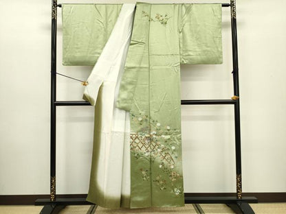 平和屋着物■訪問着 籬花文 暈し染め 金彩 正絹 逸品 DABC7990ya