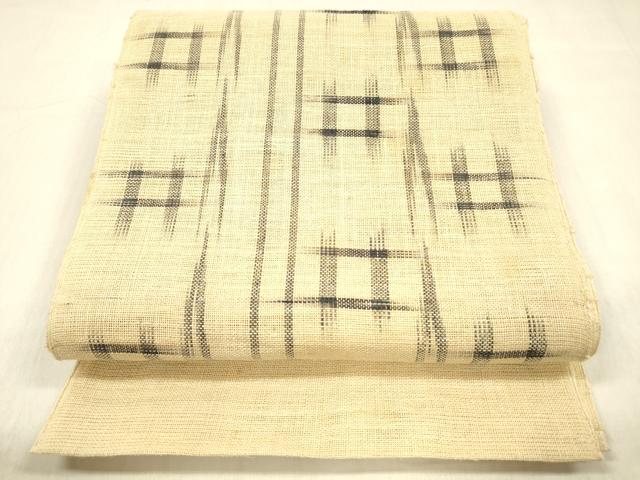 平和屋着物＊夏物 八寸名古屋帯 藍 絣文様 麻 逸品 DABC8003cm