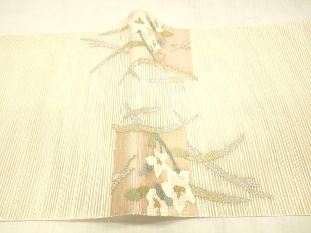 平和屋着物＊夏物 絽綴れ 太鼓柄袋帯 草花文 金銀糸 正絹 逸品 DABC8007cm