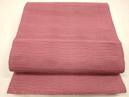 平和屋着物＊夏物 絽綴れ 八寸名古屋帯 よろけ縞 今様色 正絹 逸品 DABC8010cm