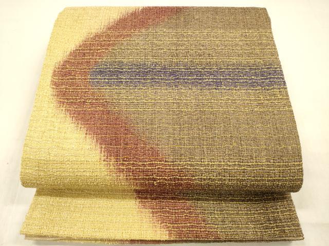 平和屋着物▽六通柄袋帯 スリーシーズン 春夏秋 抽象文様 正絹 逸品 DABC8011cm