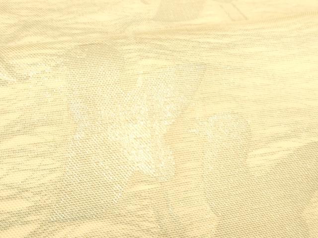 平和屋着物＊夏物　織物一筋名門　織悦　全通柄　本袋帯　千鳥文　銀糸　正絹　逸品　DABC8013cm