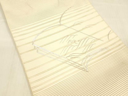 平和屋着物＊夏物 絽綴れ 八寸名古屋帯 駒刺繍 冊子流水文 正絹 逸品 DABC8020cm