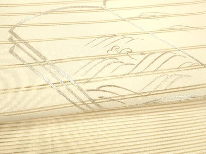 平和屋着物＊夏物 絽綴れ 八寸名古屋帯 駒刺繍 冊子流水文 正絹 逸品 DABC8020cm