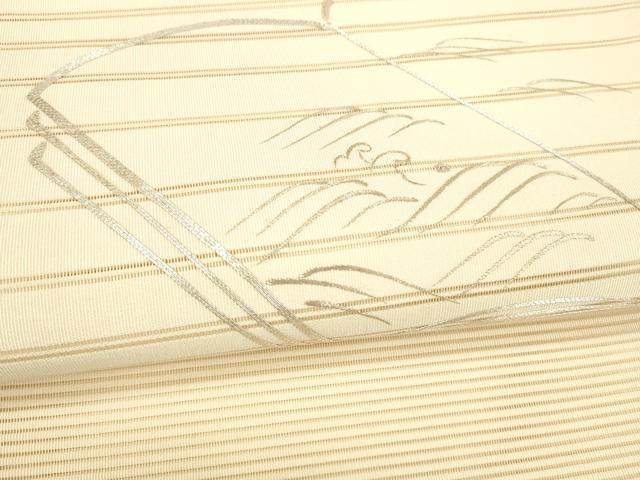 平和屋着物＊夏物 絽綴れ 八寸名古屋帯 駒刺繍 冊子流水文 正絹 逸品 DABC8020cm