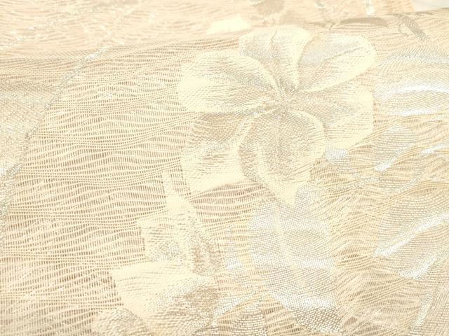 平和屋着物＊夏物 六通柄袋帯 草花文 銀糸 正絹 逸品 DABC8023cm