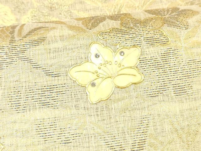 平和屋着物▽西陣 華翔苑謹製 螺鈿作家 藤本隆士 六通柄袋帯 スリーシーズン 春夏秋 パール 草花文 金糸 上代29万 正絹 逸品 DABC8027cm
