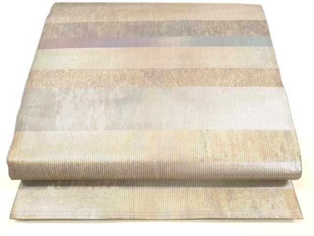 平和屋着物＊夏物 六通柄袋帯 横段文 金銀糸 正絹 逸品 DABC8028cm