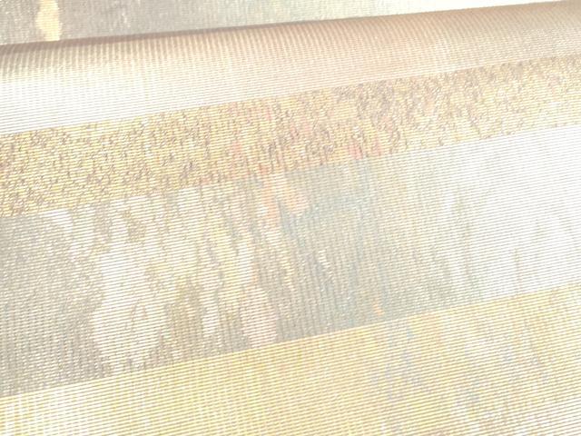 平和屋着物＊夏物 六通柄袋帯 横段文 金銀糸 正絹 逸品 DABC8028cm