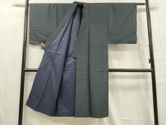 平和屋着物■男性 本場大島紬 アンサンブル 格子 正絹 逸品 DABC8035cm