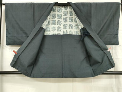 平和屋着物■男性 本場大島紬 アンサンブル 格子 正絹 逸品 DABC8035cm